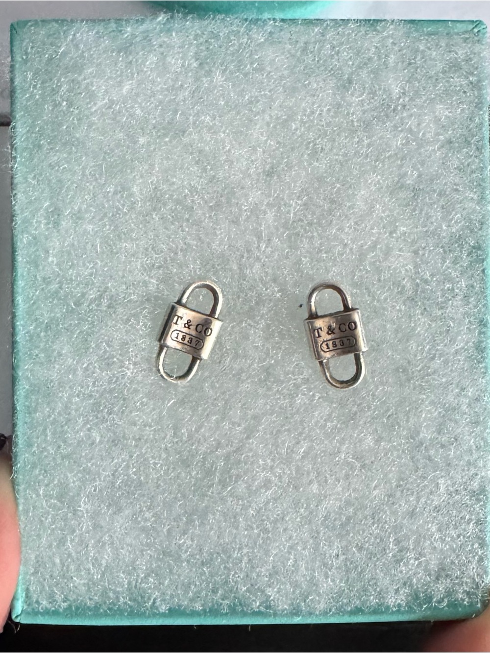 Tiffany & Co small double lock stud earrings